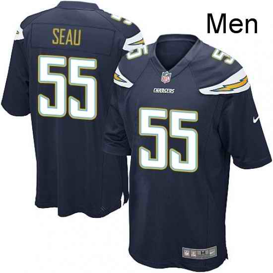Men Nike Los Angeles Chargers 55 Junior Seau Game Navy Blue Team Color NFL Jersey